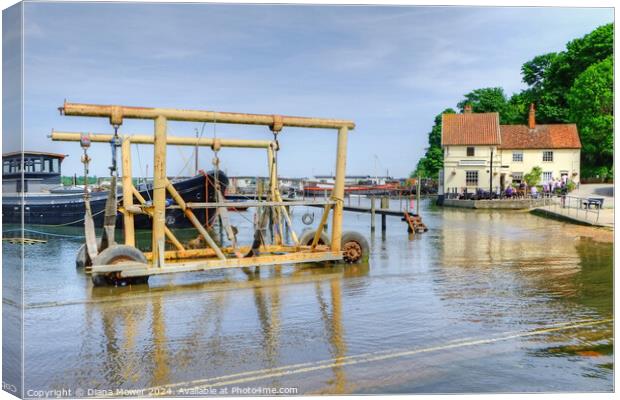 Pin Mill Orwell High Tide Canvas Print by Diana Mower