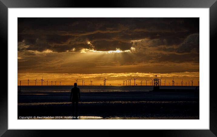 Stormy sunset from Crosby Beach Framed Mounted Print by Paul Madden
