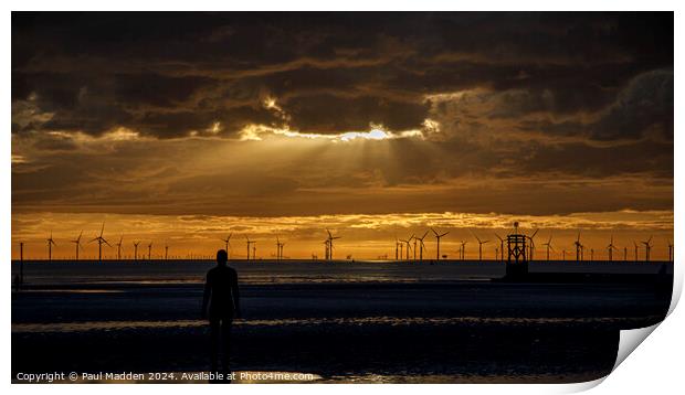 Stormy sunset from Crosby Beach Print by Paul Madden
