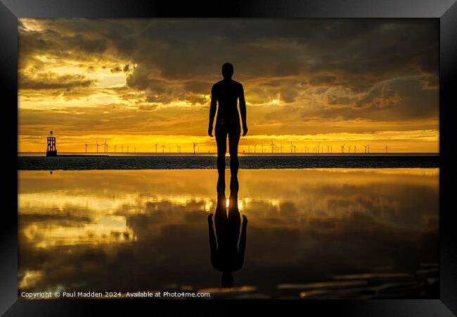Iron man statue at Crosby Beach Framed Print by Paul Madden