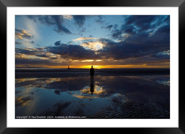 Iron man at Crosby Beach Framed Mounted Print by Paul Madden