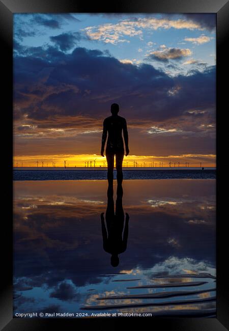 Crosby Beach reflections Framed Print by Paul Madden