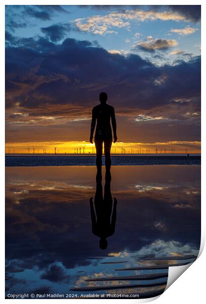 Crosby Beach reflections Print by Paul Madden