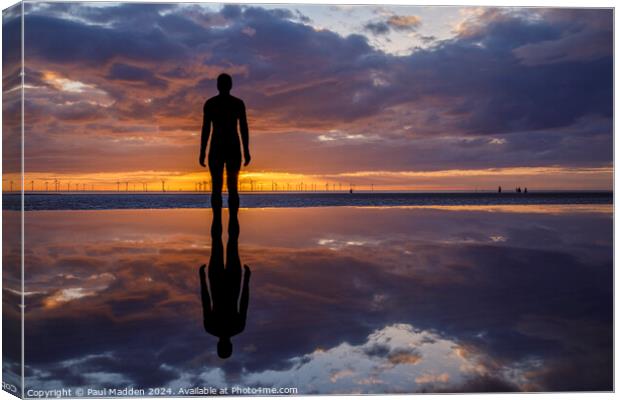 Reflections at Crosby Beach Canvas Print by Paul Madden