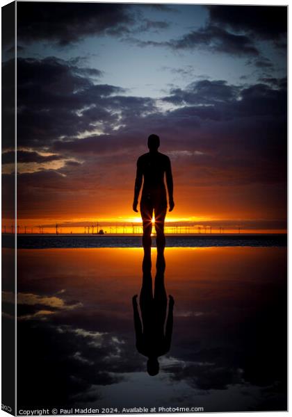Crosby Beach at sunset Canvas Print by Paul Madden
