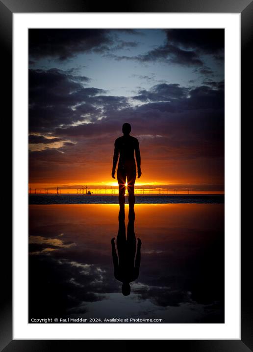 Crosby Beach at sunset Framed Mounted Print by Paul Madden