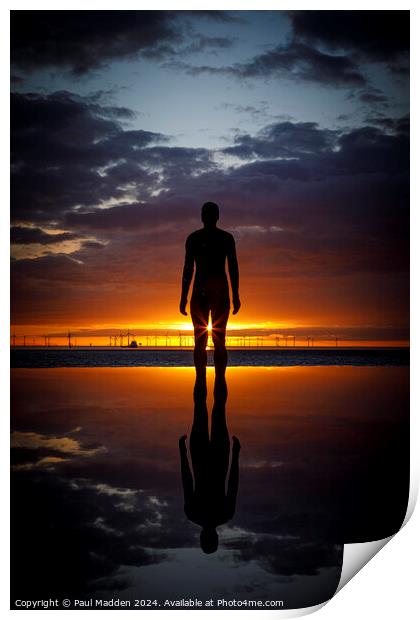 Crosby Beach at sunset Print by Paul Madden
