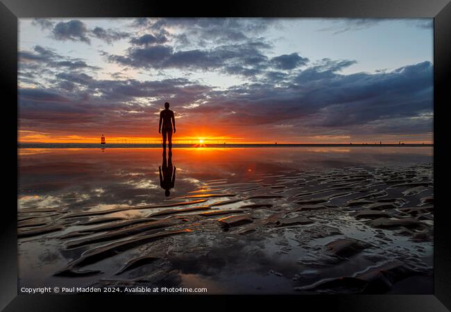 Sunset from Crosby Beach Framed Print by Paul Madden