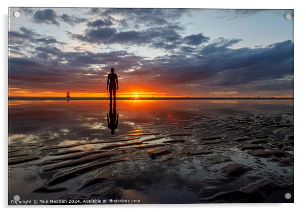 Sunset from Crosby Beach Acrylic by Paul Madden