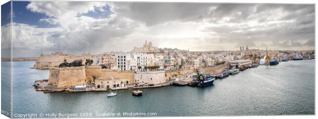 Malta Grand Harbour, George Cross island  Canvas Print by Holly Burgess