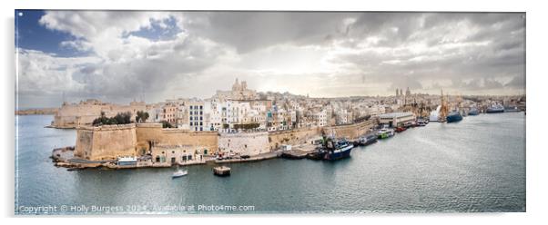 Malta Grand Harbour, George Cross island  Acrylic by Holly Burgess