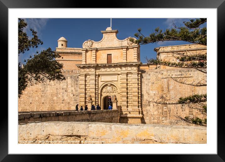 Mdina Entrance to the walled City Valleta  Framed Mounted Print by Holly Burgess