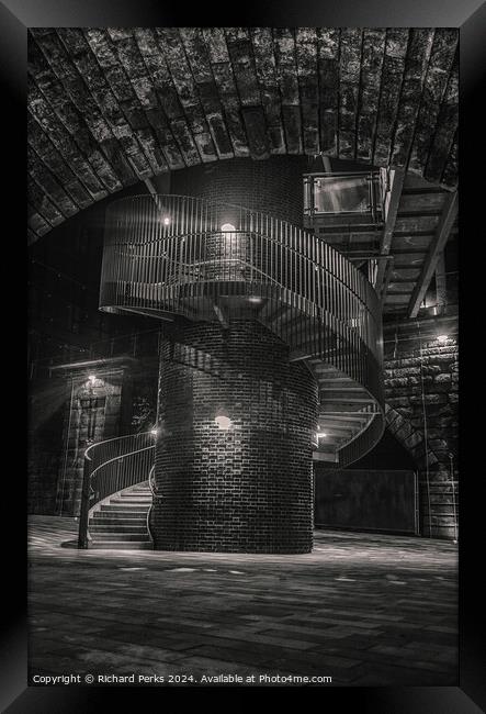 Stone Spiral Staircase - Leeds Citycentre Framed Print by Richard Perks