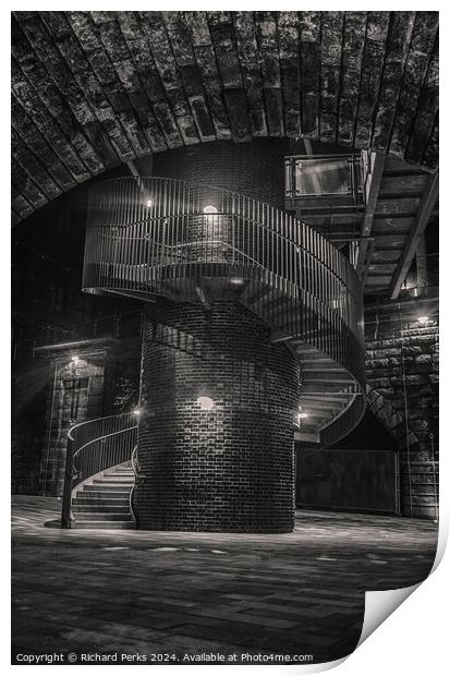 Stone Spiral Staircase - Leeds Citycentre Print by Richard Perks
