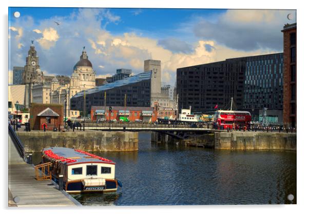 Liverpool Albert Dock Cityscape Acrylic by Alison Chambers