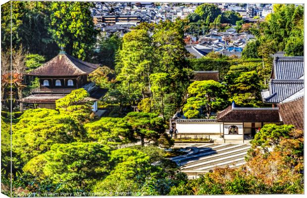 Ginkakuji Silver Pavilion Temple Rock Garden Kyoto Japan Canvas Print by William Perry