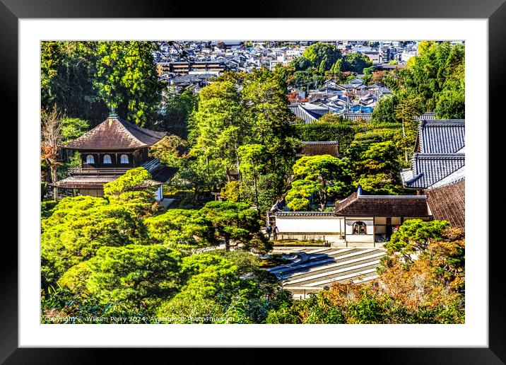 Ginkakuji Silver Pavilion Temple Rock Garden Kyoto Japan Framed Mounted Print by William Perry