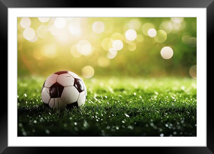 A background for a big game of soccer event. Framed Mounted Print by Michael Piepgras