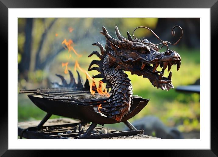A barbecue grill in form of a dragon. Framed Mounted Print by Michael Piepgras