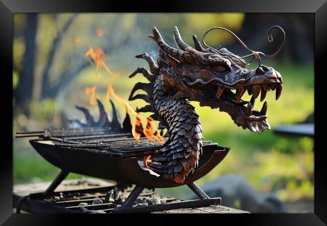 A barbecue grill in form of a dragon. Framed Print by Michael Piepgras