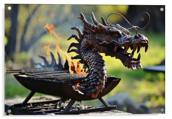 A barbecue grill in form of a dragon. Acrylic by Michael Piepgras