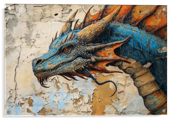 A dragon painting on an old wall. Acrylic by Michael Piepgras