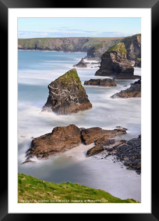 Bedruthan Steps Cornwall Framed Mounted Print by Stephen Noulton