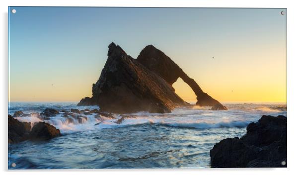 Golden Sunrise on Bow Fiddle Rock Acrylic by Anthony McGeever