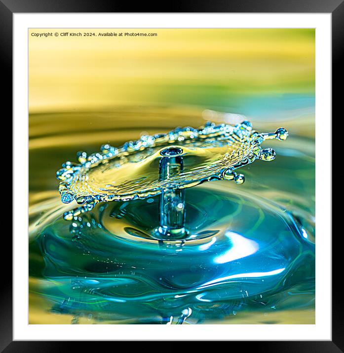 Water drop collision Framed Mounted Print by Cliff Kinch