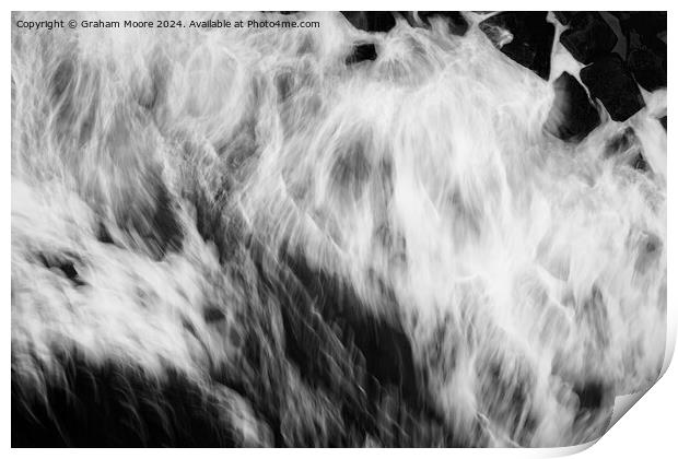 Waves crashing on rocks Print by Graham Moore