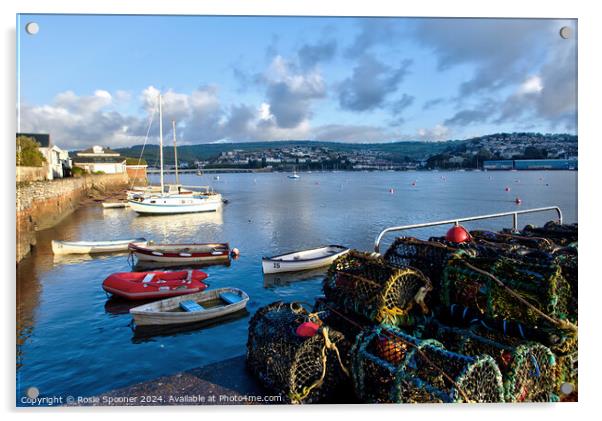 Lobster Pots at Shaldon Acrylic by Rosie Spooner