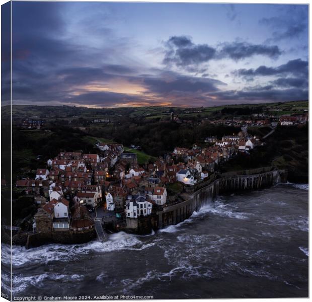 Robin Hoods Bay sunset tide in Canvas Print by Graham Moore