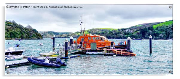The Salcombe Lifeboat Acrylic by Peter F Hunt