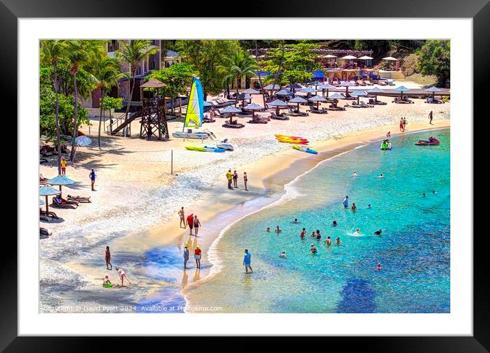 St Lucia Beach Fun   Framed Mounted Print by David Pyatt