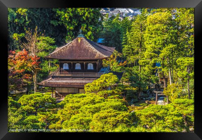 Colorful Ginkakuji Silver Pavilion Tori Gate Buddhist Temple Kyo Framed Print by William Perry