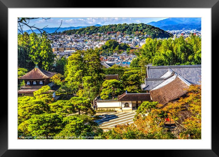Colorful Ginkakuji Silver Pavilion Temple Rock Garden Kyoto Japa Framed Mounted Print by William Perry