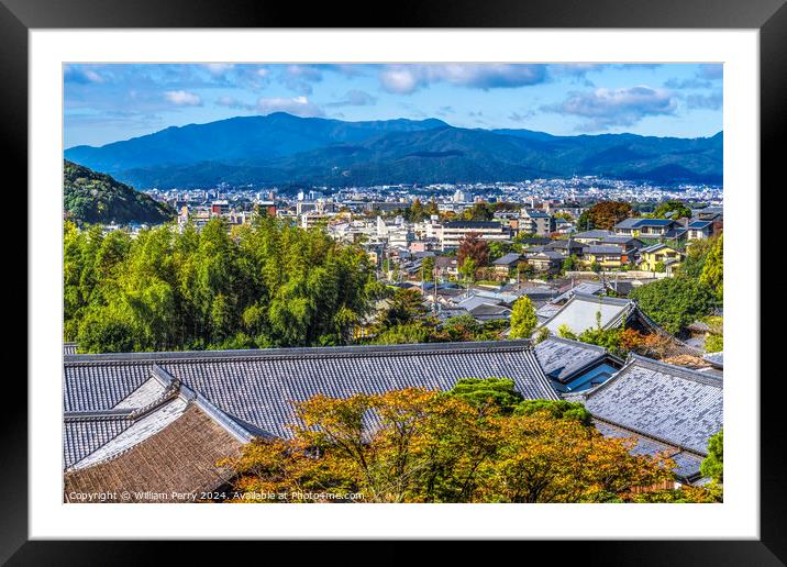 Colorful Cityscape Ginkakuji Silver Temple Kyoto Japan Framed Mounted Print by William Perry