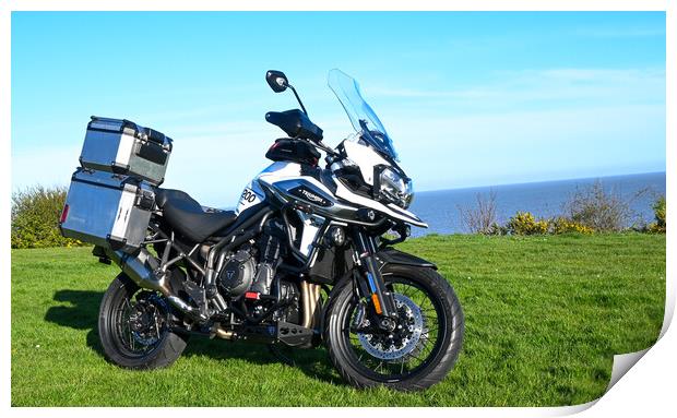 Triumph Tiger 1200 Motorbike by the sea Print by Paula Tracy