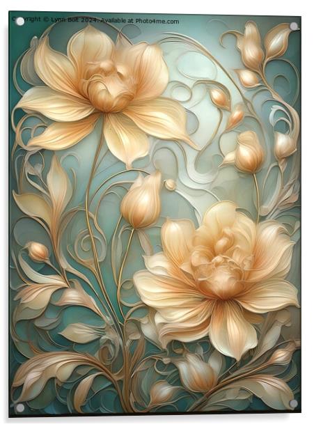 Flowers Art Nouveau Style Acrylic by Lynn Bolt