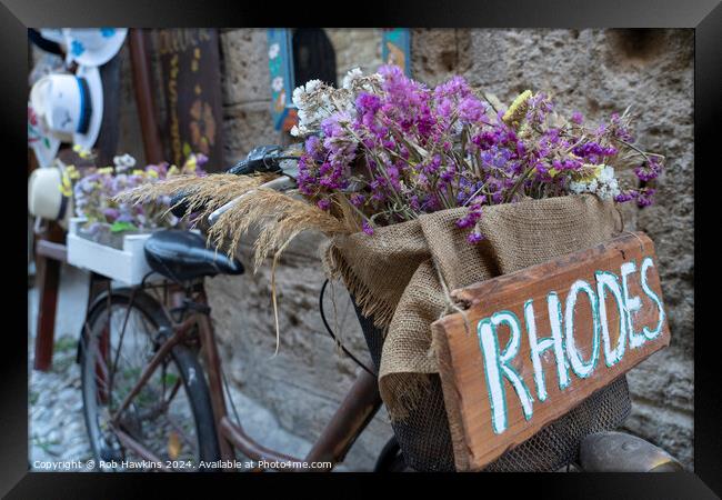 Rhodes Floral bike Framed Print by Rob Hawkins