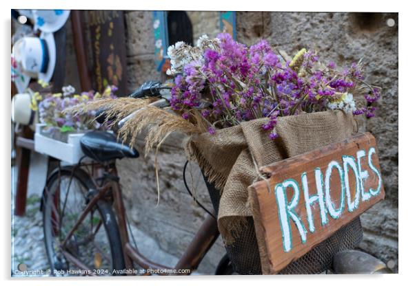 Rhodes Floral bike Acrylic by Rob Hawkins