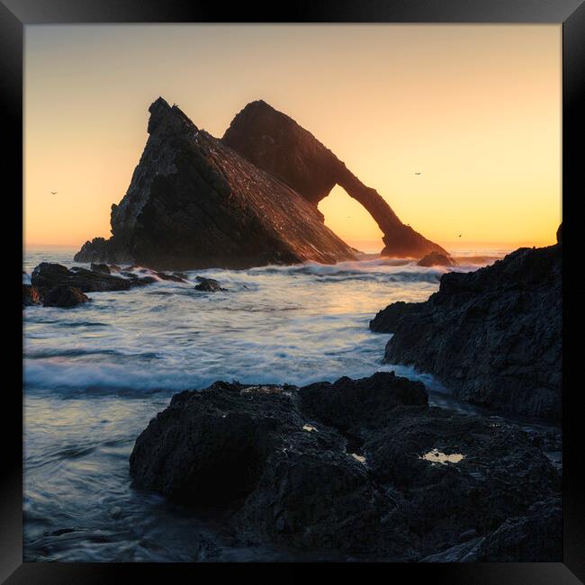 A golden Glow on Bow Fiddle Rock  Framed Print by Anthony McGeever