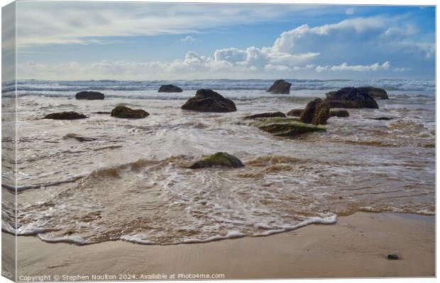 Incoming Tide Watergate Bay Canvas Print by Stephen Noulton