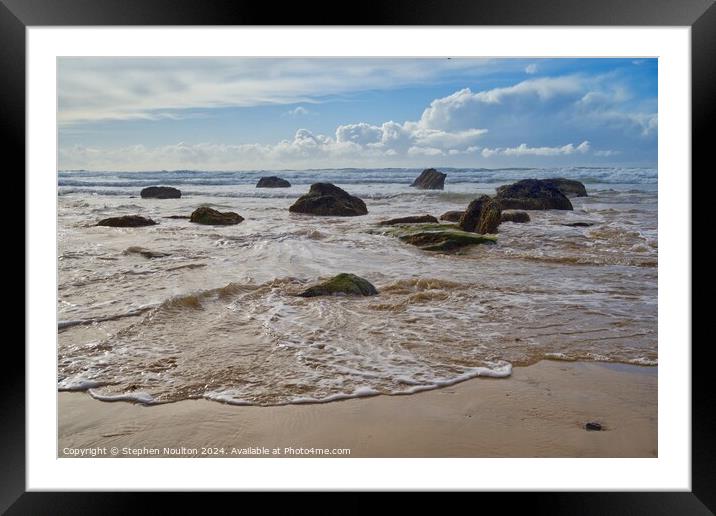 Incoming Tide Watergate Bay Framed Mounted Print by Stephen Noulton