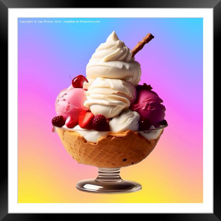 Ice Cream Sundae  Framed Mounted Print by Zap Photos