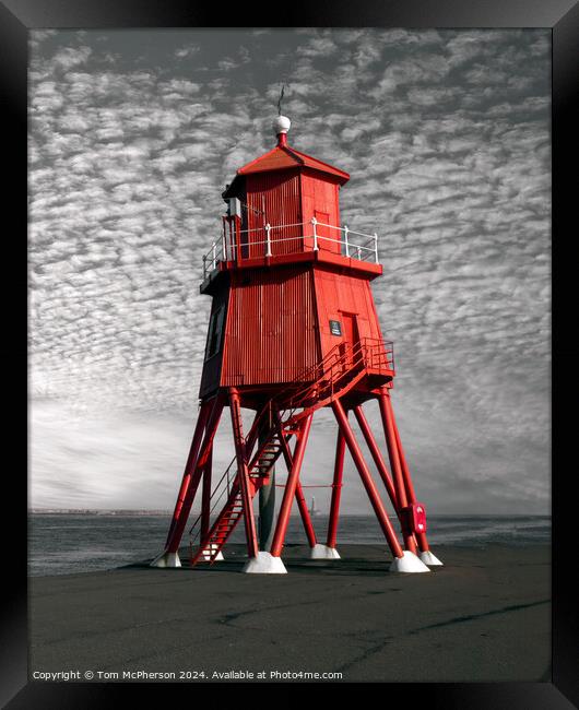 Herd Groyne Lighthouse Framed Print by Tom McPherson