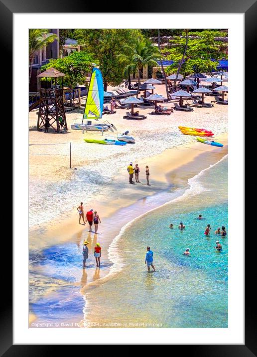 St Lucia Summer Beach Vista Framed Mounted Print by David Pyatt