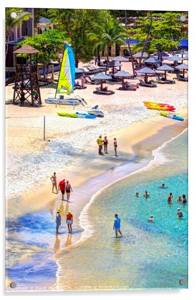 St Lucia Summer Beach Vista Acrylic by David Pyatt
