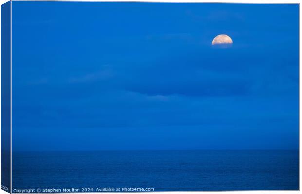 Moon over Watergate Bay, Cornwall Canvas Print by Stephen Noulton