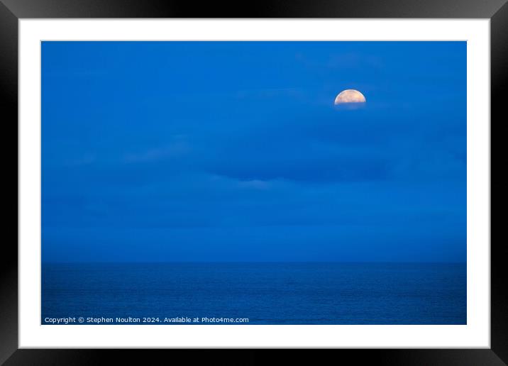 Moon over Watergate Bay, Cornwall Framed Mounted Print by Stephen Noulton